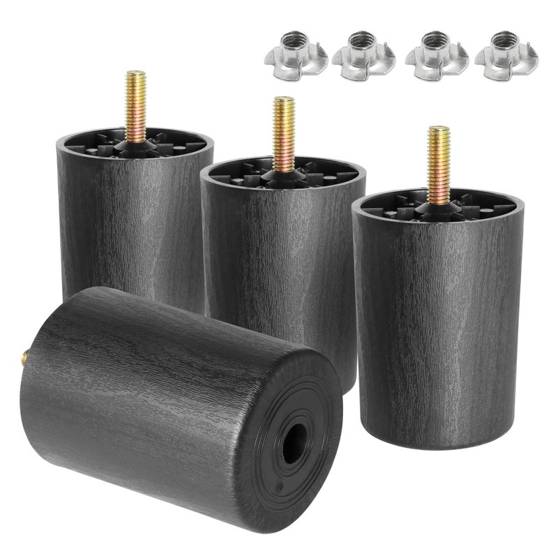 Masendelk 3 inch Plastic Furniture Legs, Round Tapered Table Legs Black Sofa Legs Replacement Legs with M8 Hanger Bolts for Couch Table Sofa, Pack of 4 - Image 1